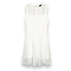 Twenty Fit & Flare Flirty Dress White Perforated Cut-Outs Sleeveless Size S NEW